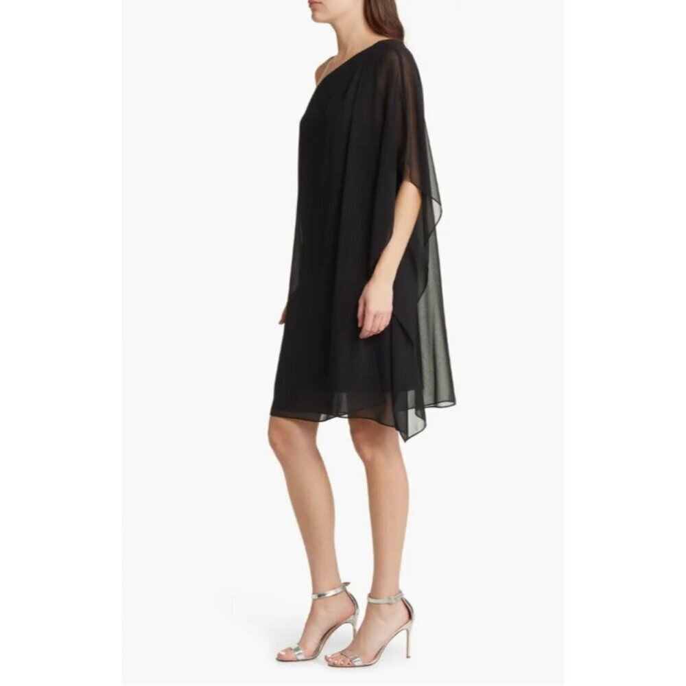 Kobi Halperin Sabrina Black Chiffon One Shoulder Cocktail Dress SZ S NWT $398 - Picture 3 of 5